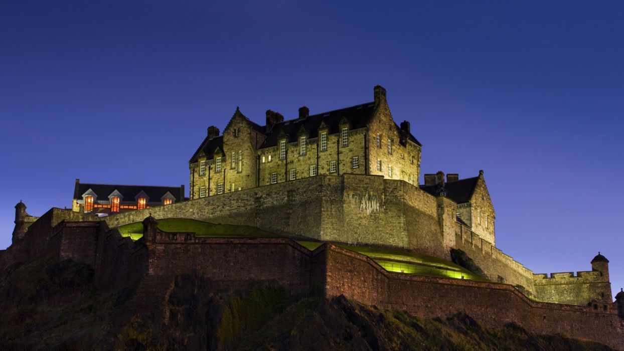 Night Scotland Edinburgh castle wallpaperx1080
