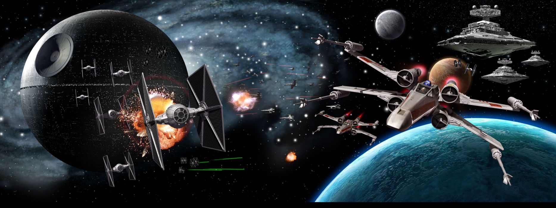 Star wars Multi Monitor sci fi science battle death star outer space vehicles spaceships spacecrafts wallpaperx1200