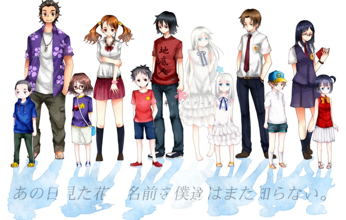 Wallpaper Unprecedented Flower, Meiko Honma, Jinta Yadomi, Chiriko Tsurumi, Tetsudou Hisakawa, Naruko Anjou, Atsumu Matsuyuki image for desktop, section сёдзё