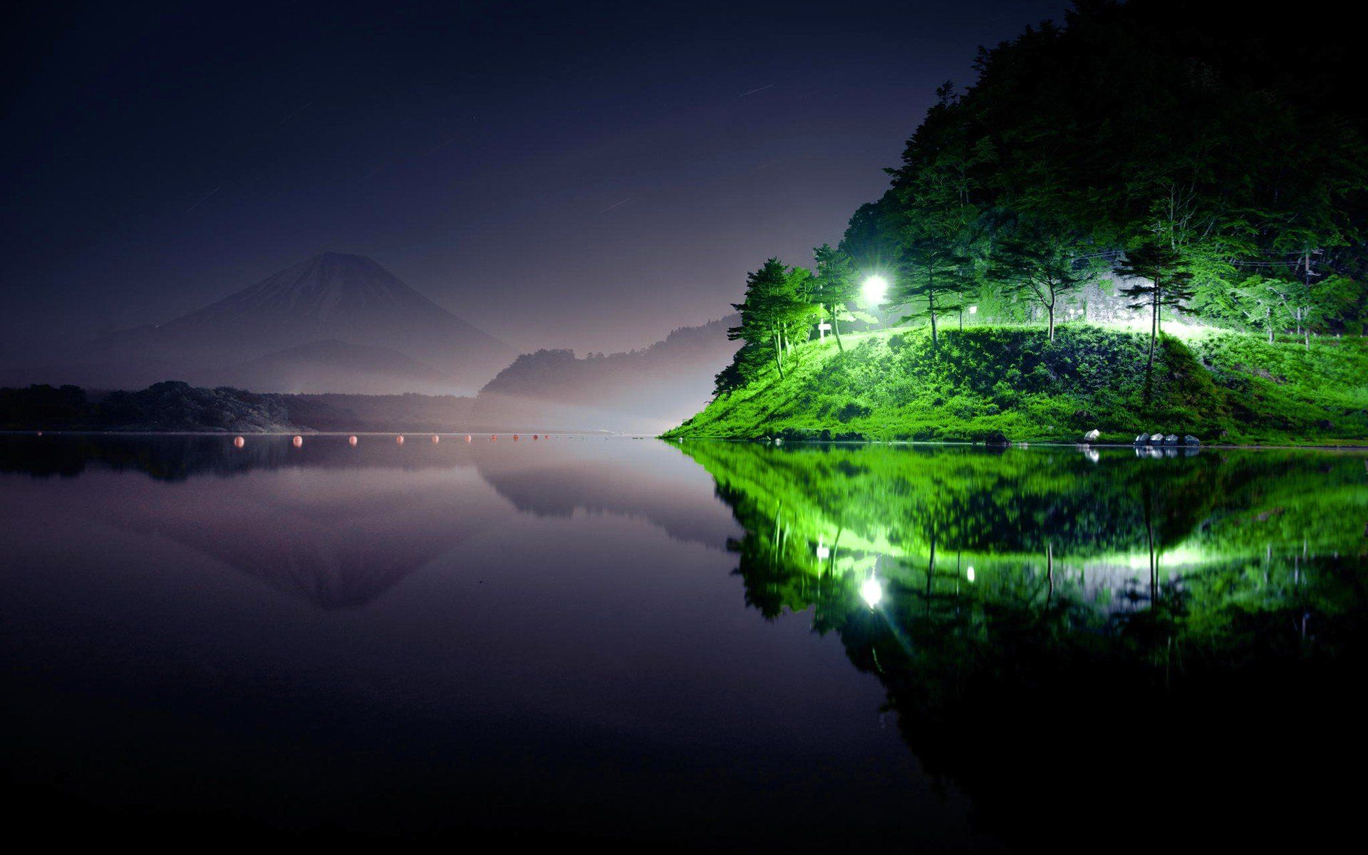 river, Light, Night, Nature, Green Wallpaper HD / Desktop and Mobile Background