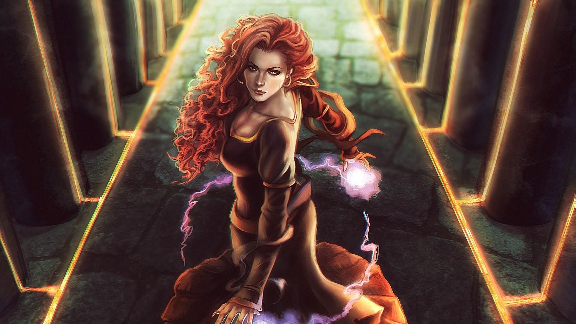 Download 1920x1080 HD Wallpaper triss merigold red head luxury spell beautiful, Desktop Background HD