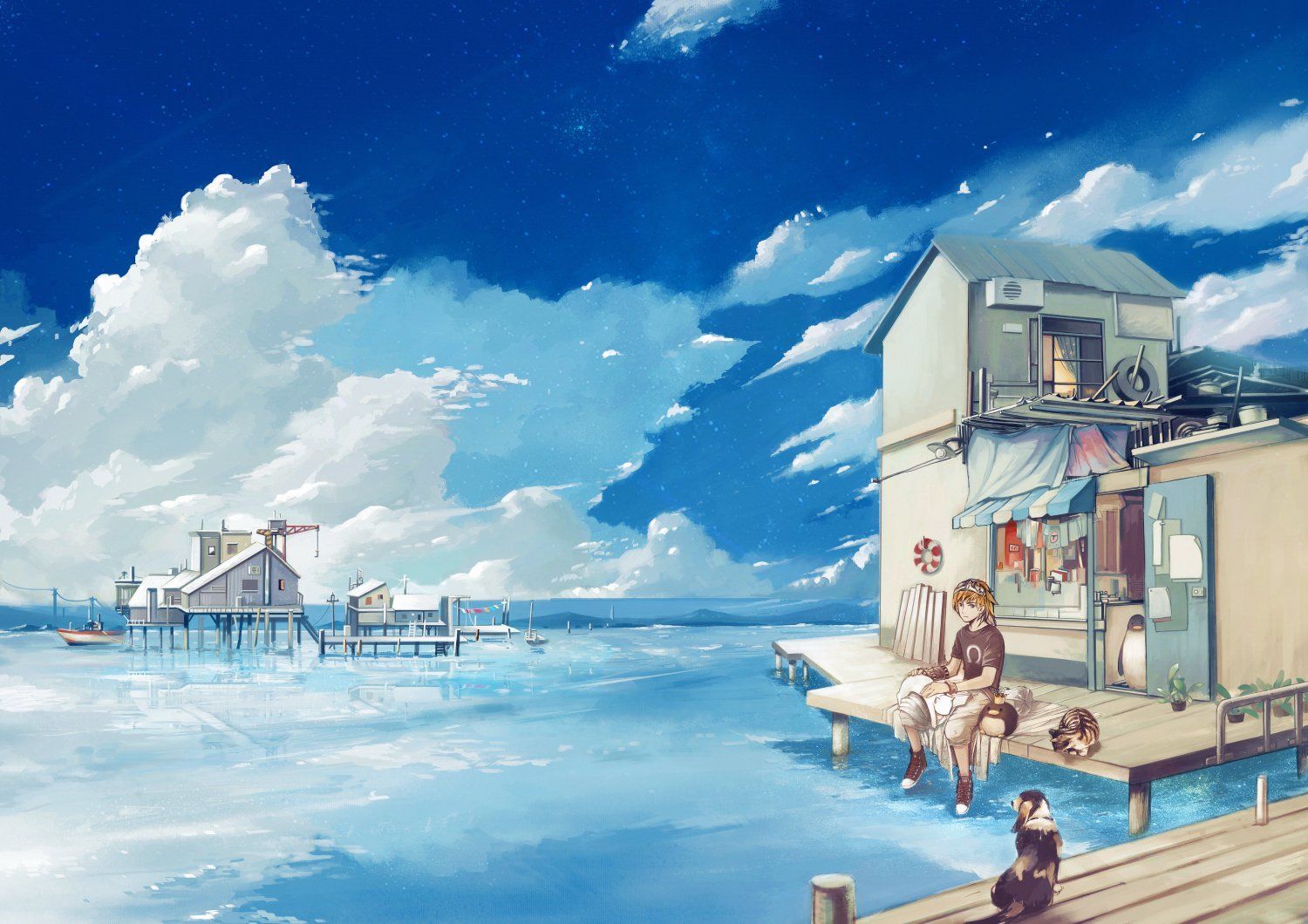 Original Computer Wallpaper, Desktop Backgroundx1060. Anime scenery, Cat and cloud, Anime background