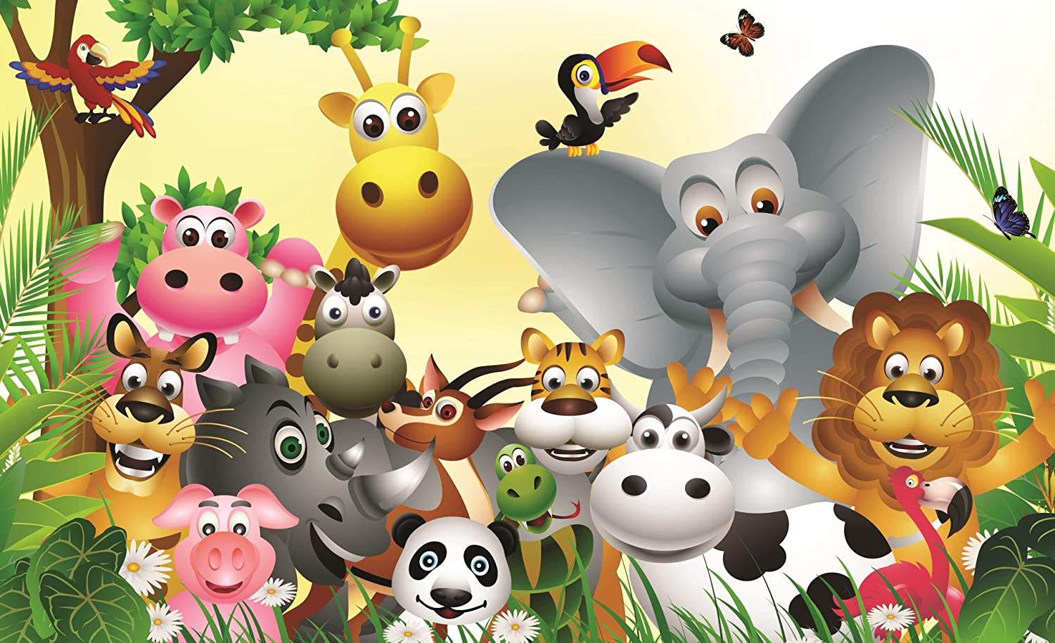 Cartoon Jungle Animals Wallpaper Mural