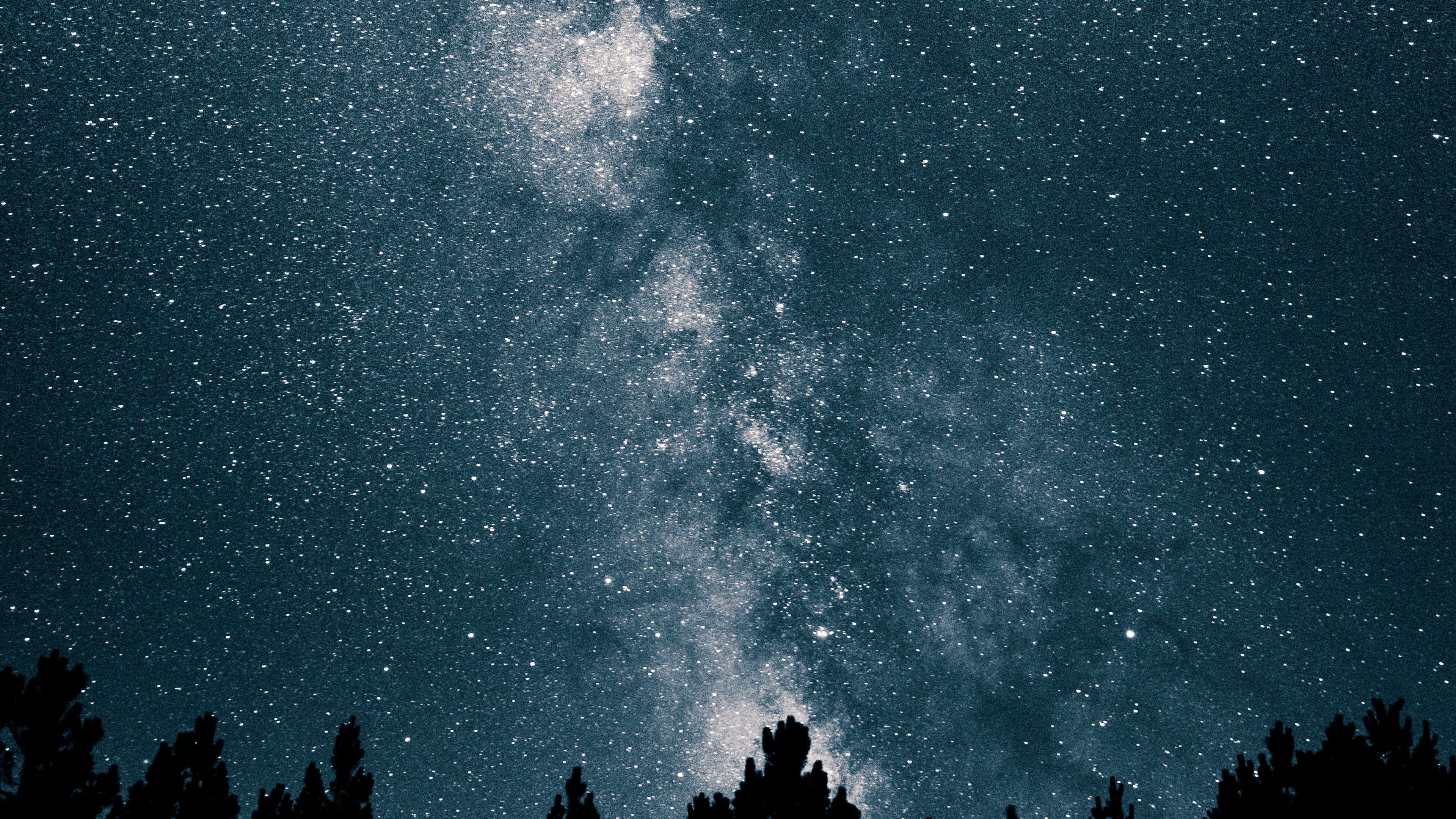 Night Sky Space Star Mountain Nature Wallpaper