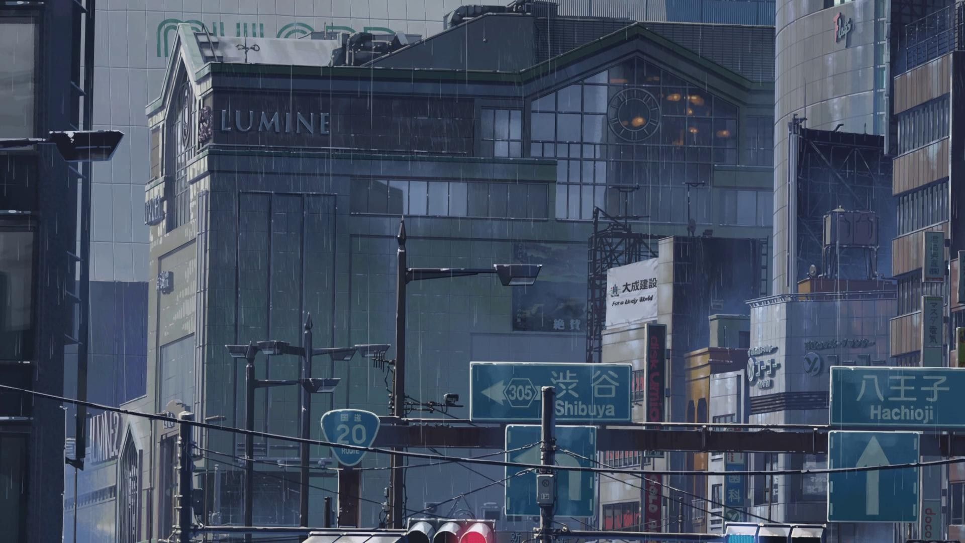 #signs, #building, #anime, #rain, #city, wallpaper. Mocah.org HD Wallpaper