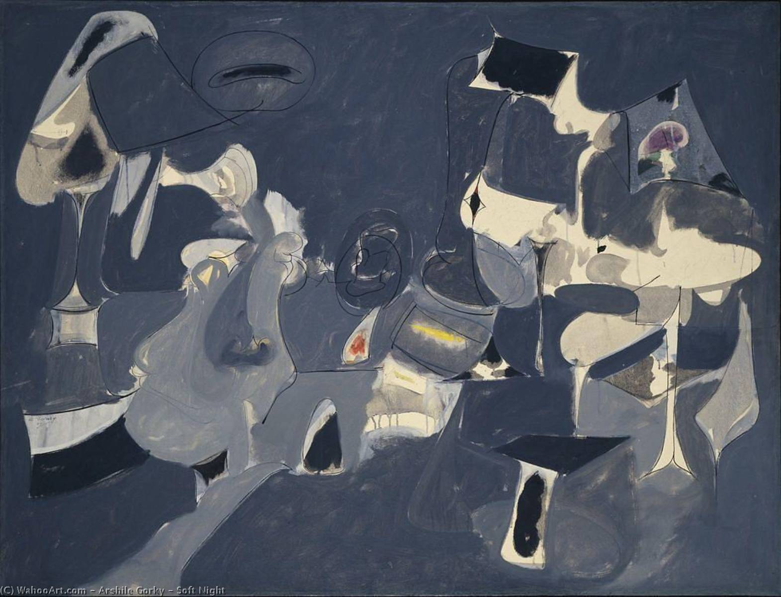 suave noche, 1947 de Arshile Gorky (1904- Turkey). Reproducciones De Arte Arshile Gorky