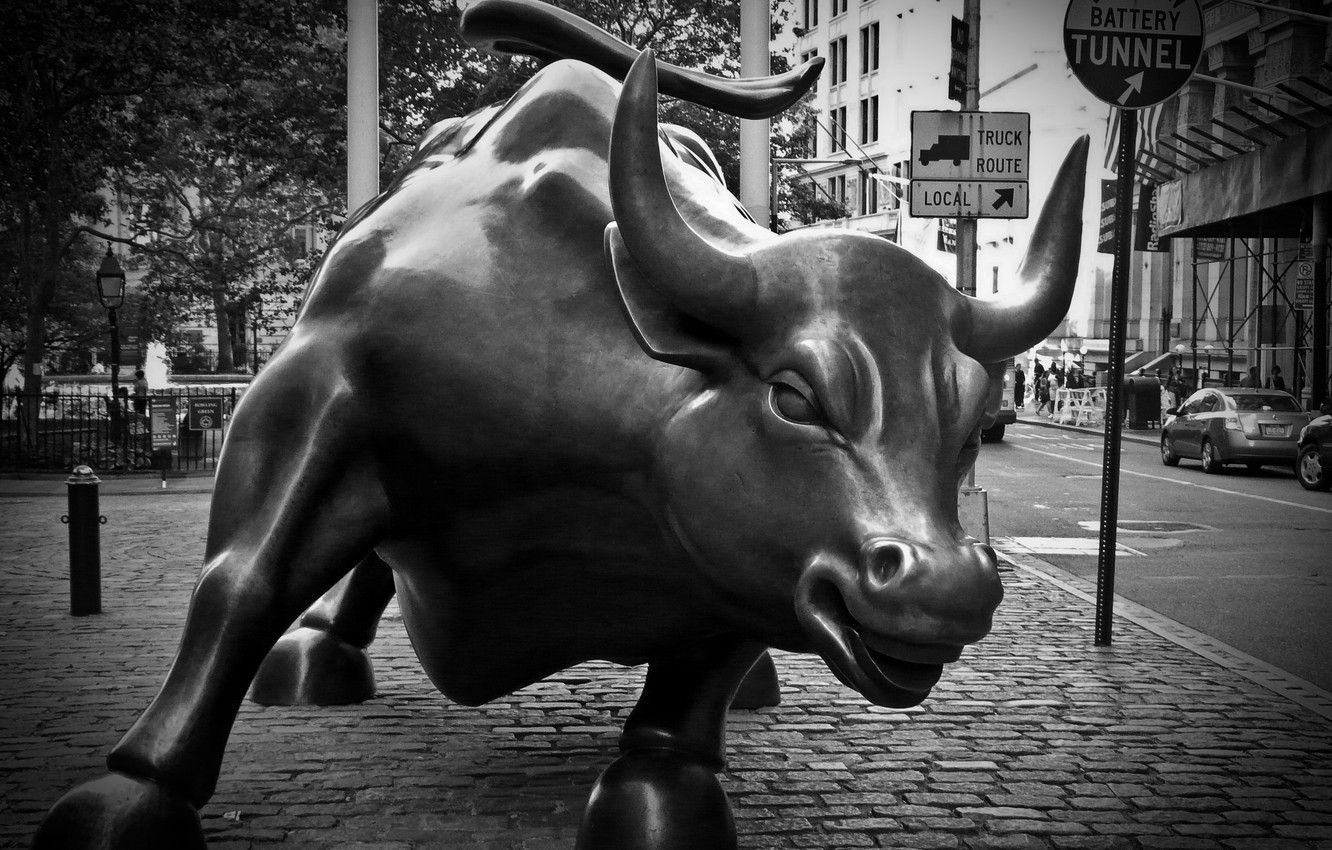 Wallpapers metal, USA, New York, Bull of Wall Street image for desktop, sec...