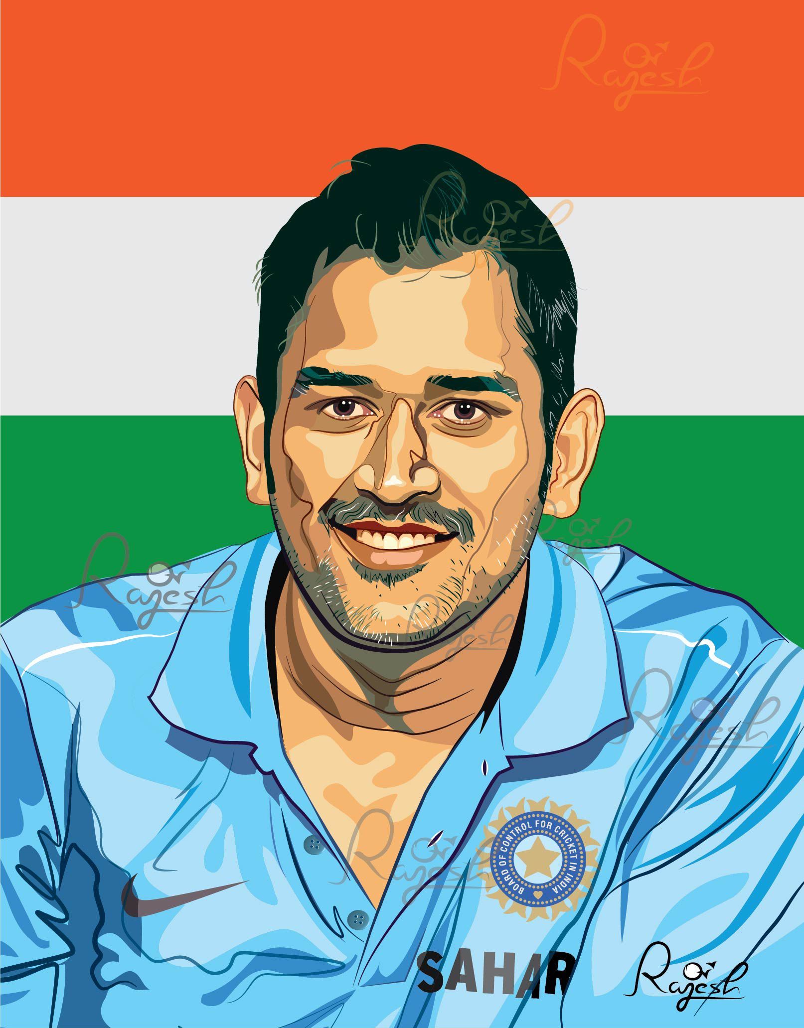 Indian Cricket Captain MS Dhoni Vector Portrait by R.Rajesh /pilotpencil. Dhoni wallpaper, Wpap art, Ms dhoni wallpaper
