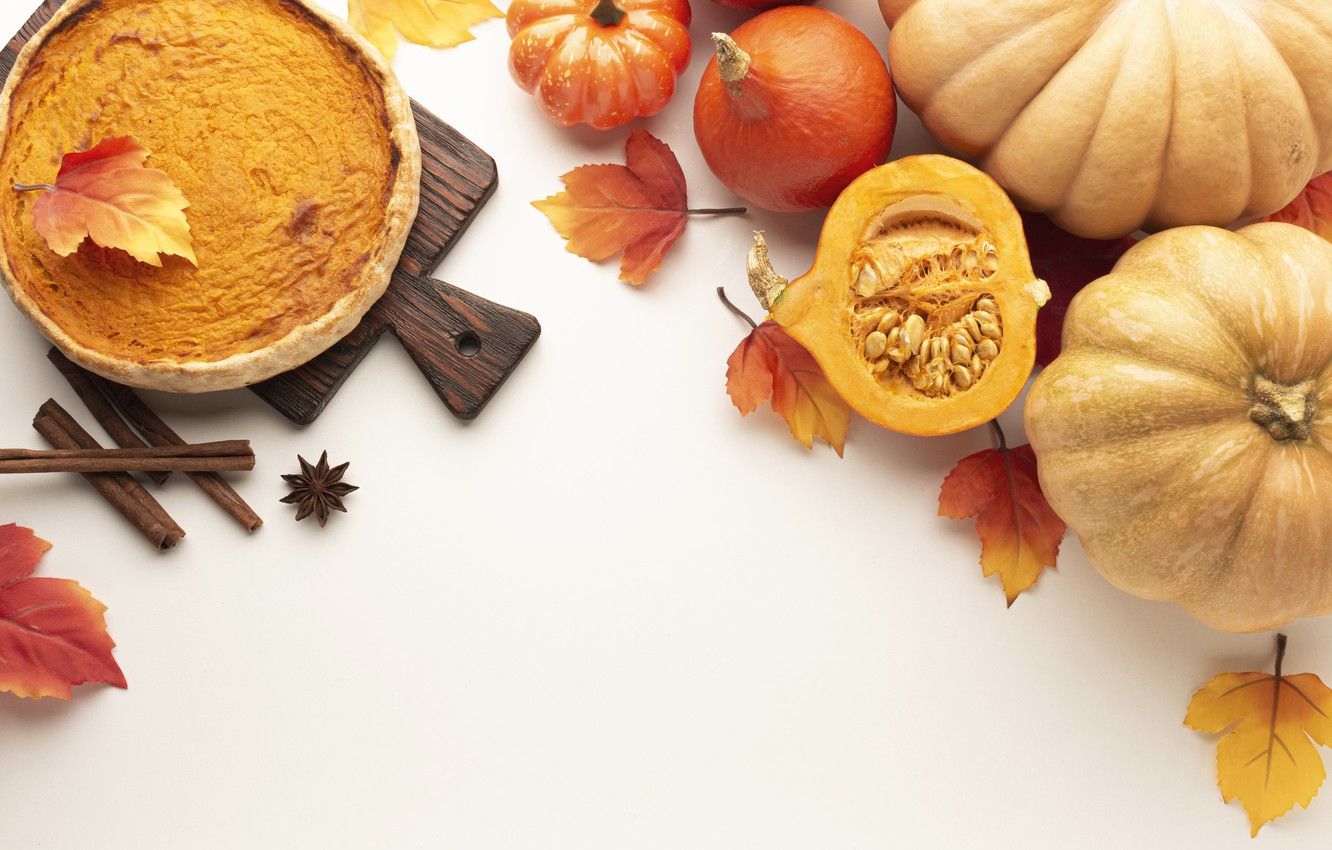 Wallpaper autumn, leaves, pie, pumpkin, Board, cinnamon, cake, cakes, autumn, leaves, pumpkin, baking, cloth image for desktop, section еда