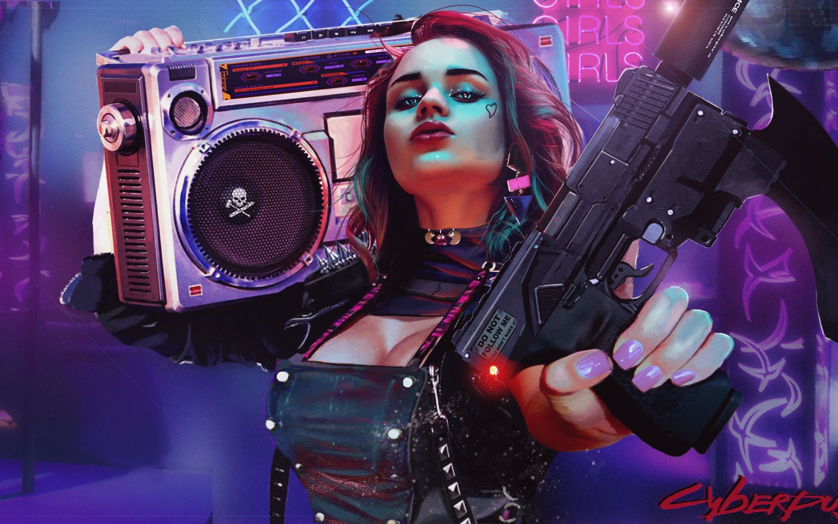 Cyberpunk girl 4K Wallpaper, 2020 Games, Cyberpunk 2077, Neon, Artwork, Games,