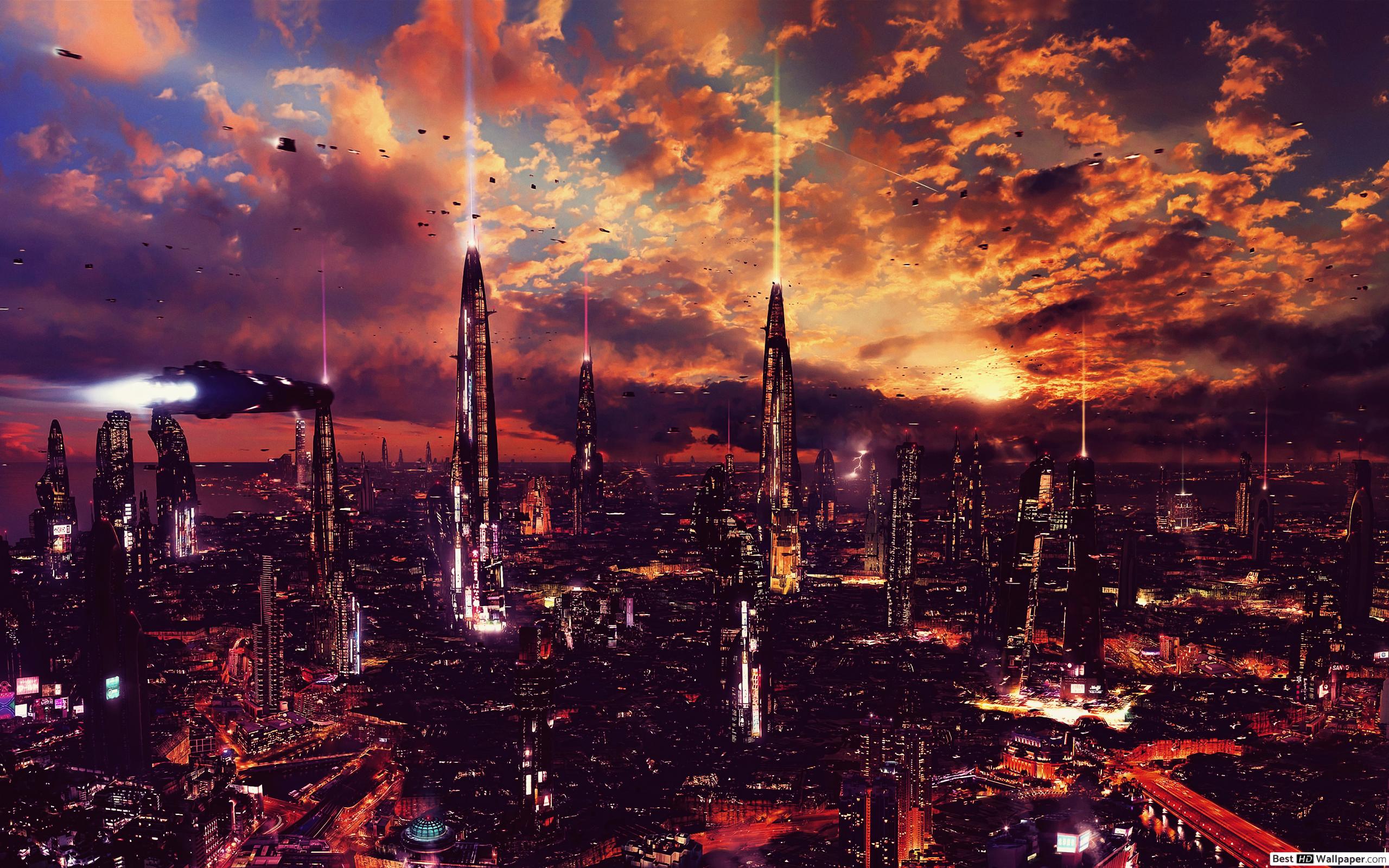 Futuristic city HD wallpaper download