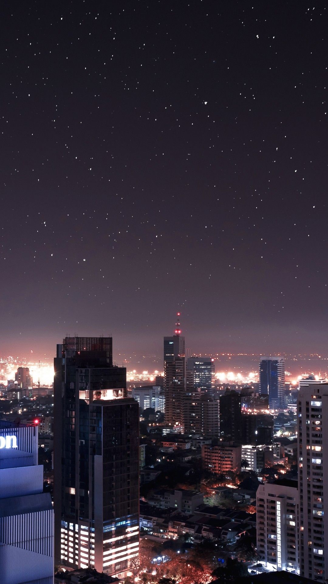 Night, Stars, Buildings, Skyscrapers, Cityscape. Sky aesthetic, City aesthetic, Cityscape wallpaper