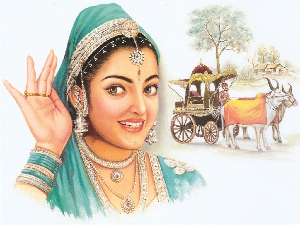 Indian Wallpaper, Widescreen Wallpaper Village Girl Paintings
