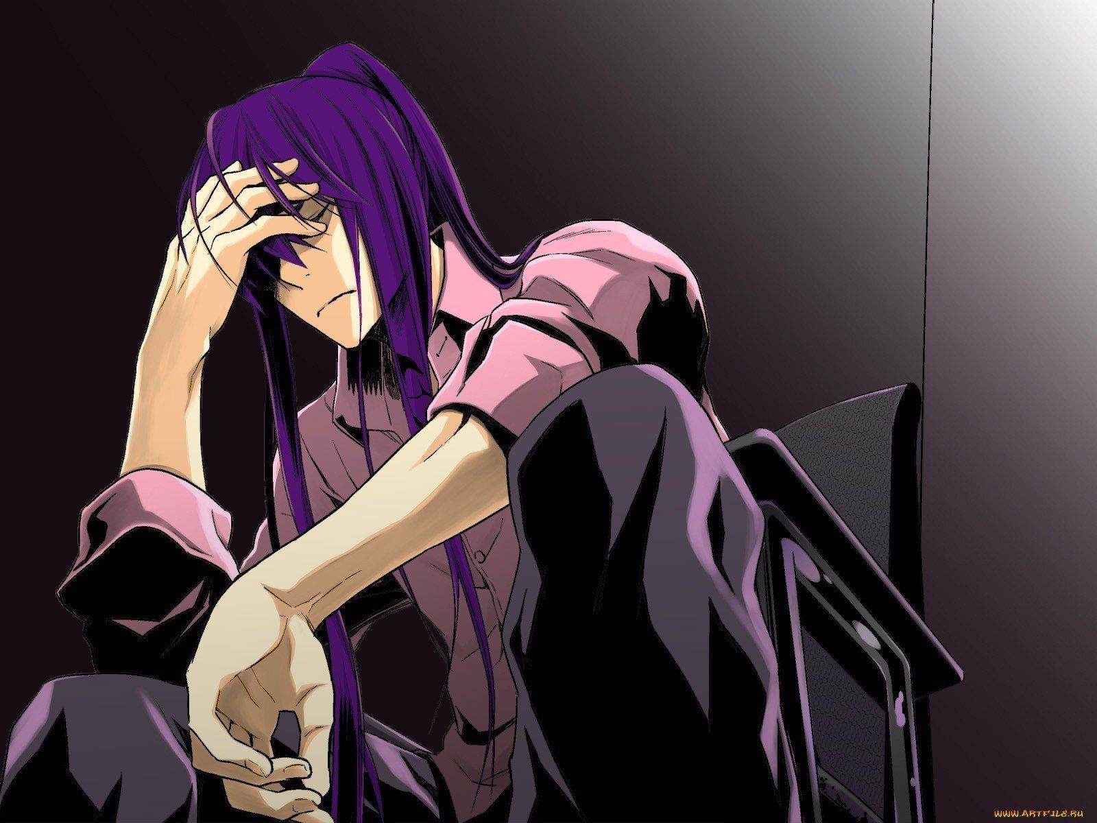 anime boys with long purple hair
