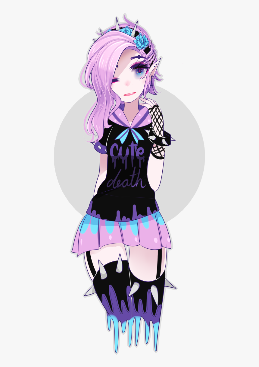 Pastel Goth Girl With Dark Purple Hair Png Emo Anime Girl, Transparent Png, Transparent Png Image