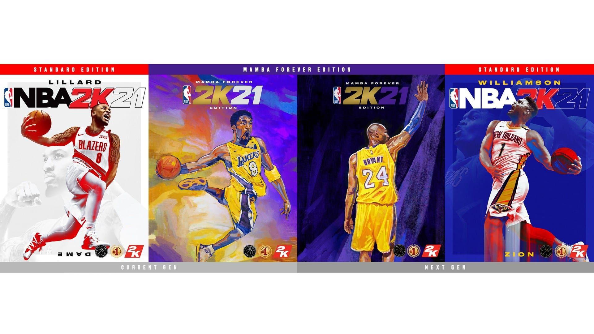 NBA 2K21 Bryant, Damian Lillard & Zion WIlliamson Are This Year's Cover Stars