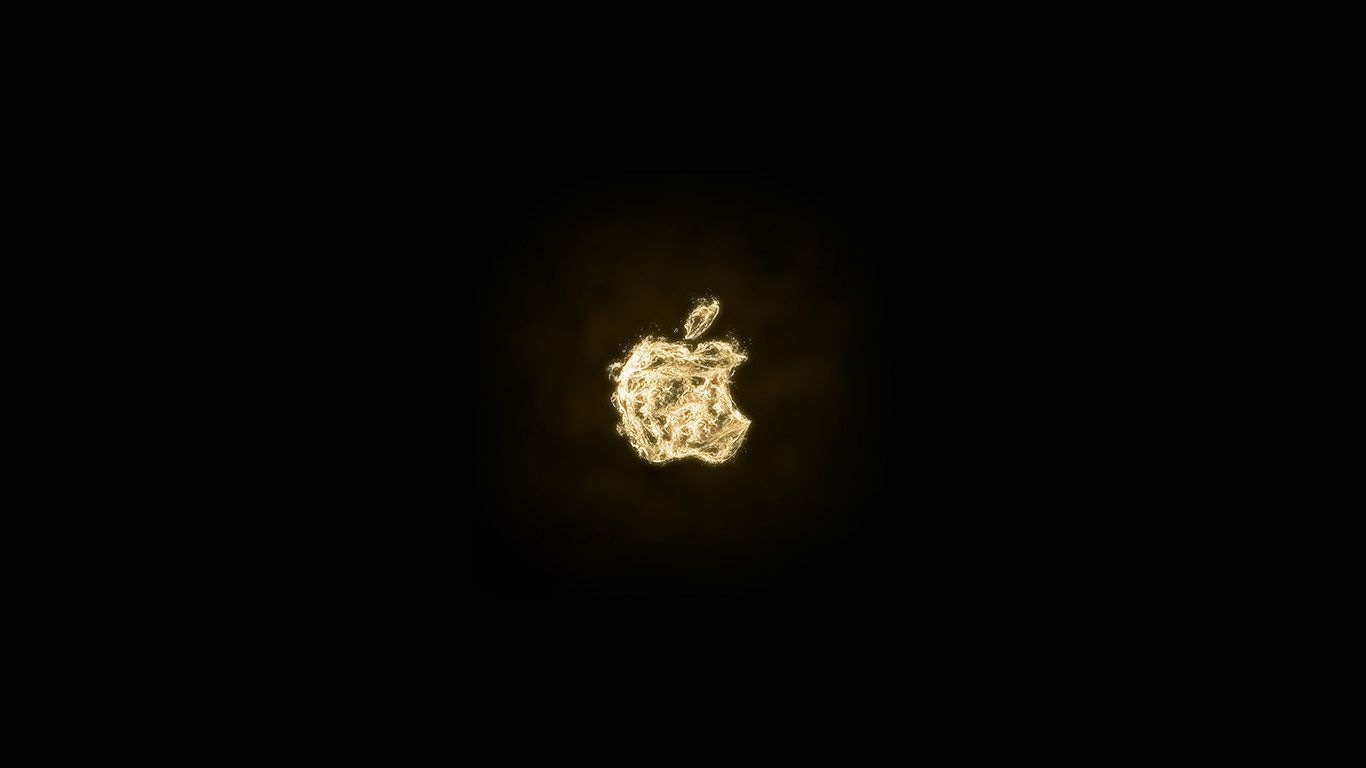 Apple Logo Dark Water Gold Art Illustration Wallpaper
