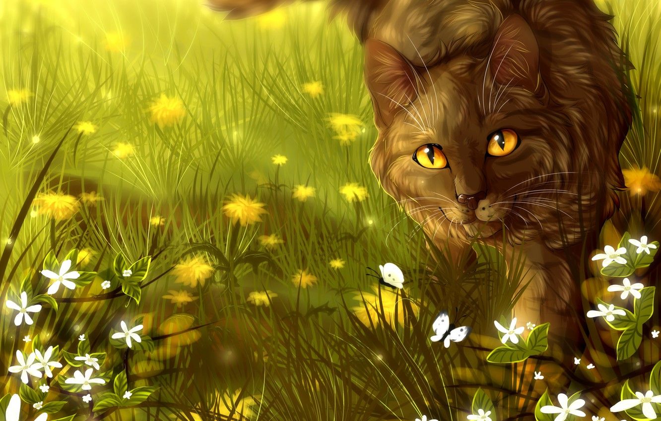 Wallpaper Cat, Flowers, Cats Warriors, Brambleclaw Image For Desktop, Section арт