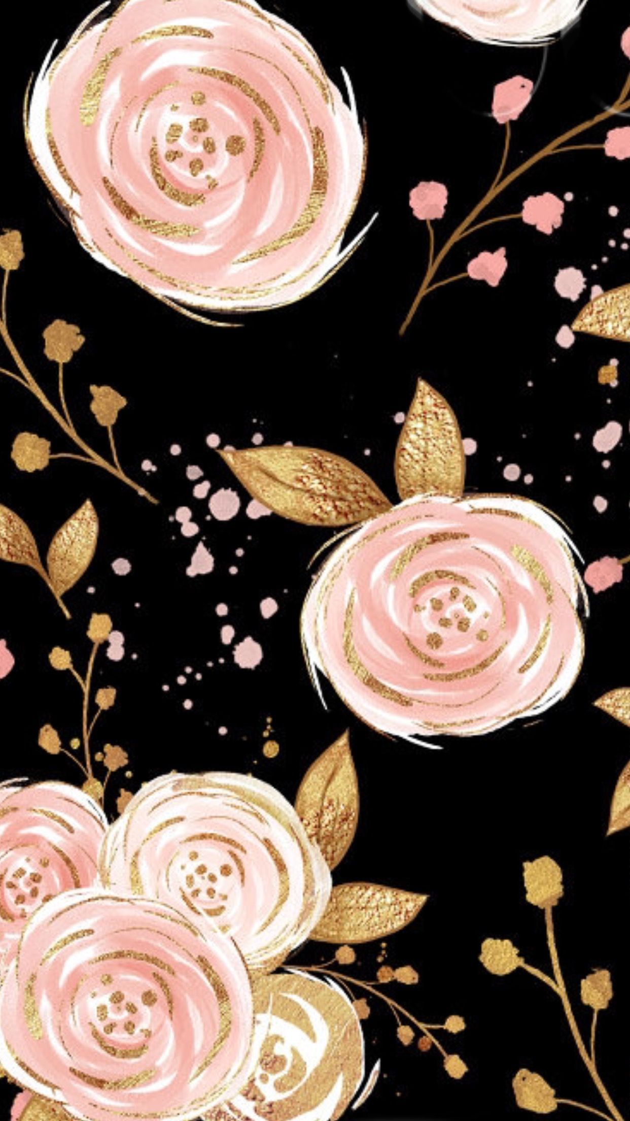 Cute Wallpaper #flowerswallpaperiphone. Gold wallpaper background, Rose gold wallpaper, Floral wallpaper