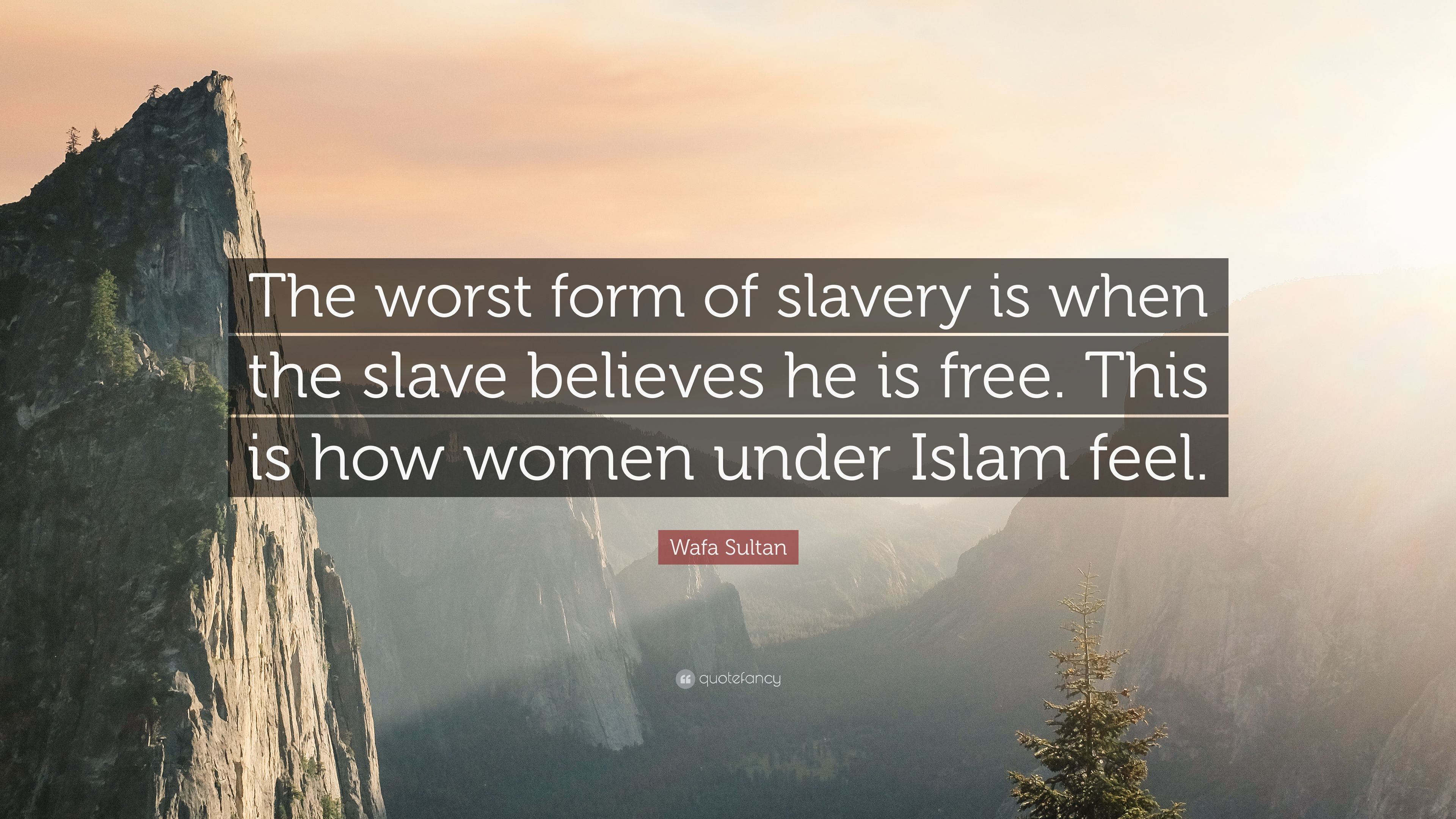 Wafa Sultan Quote: “The worst form of slavery is when the slave believes he is free. This is how women under Islam feel.” (12 wallpaper)