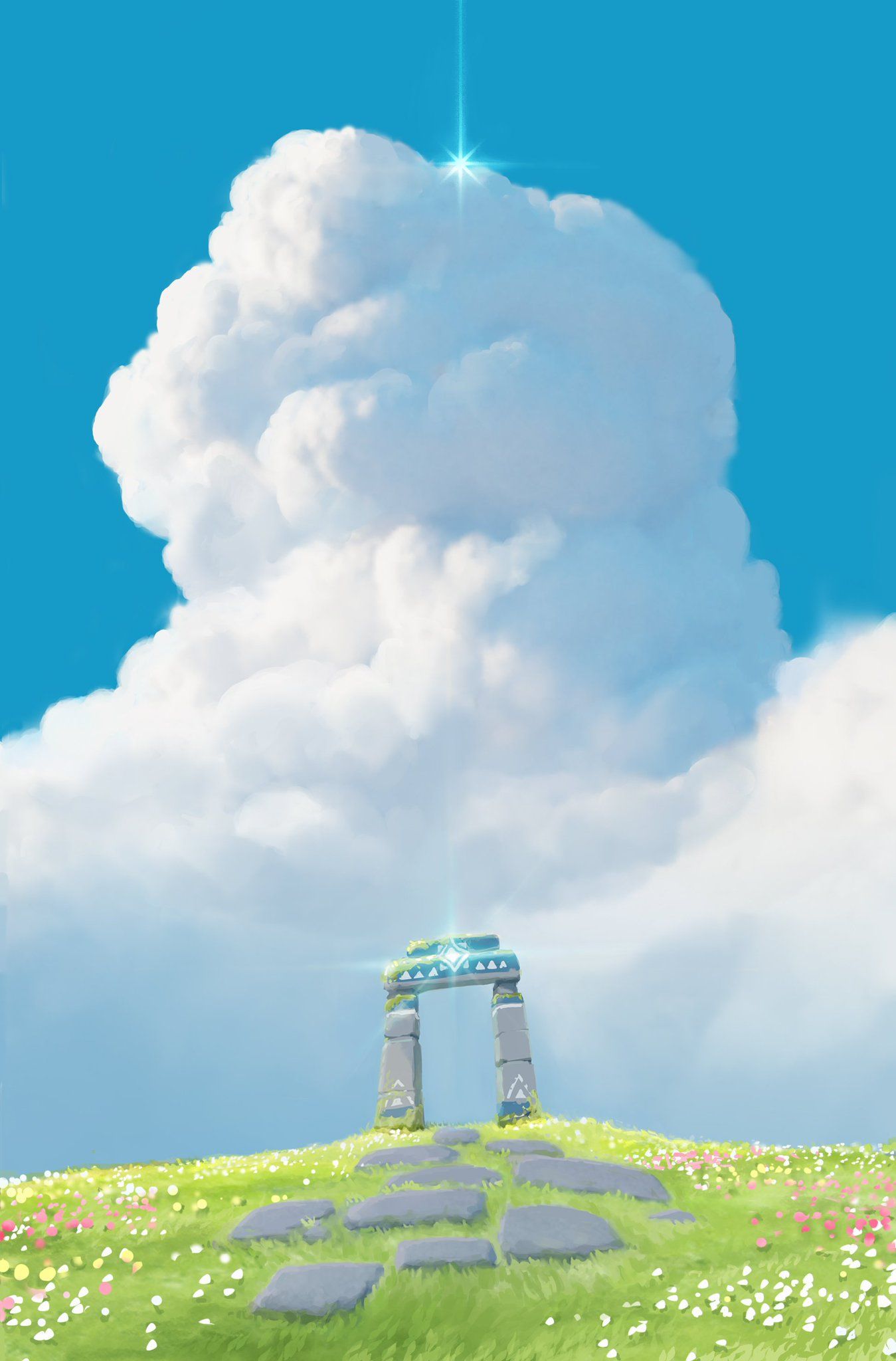 Sky Thatgamecompany. Twitter. Sky art, Fantasy landscape, Anime background