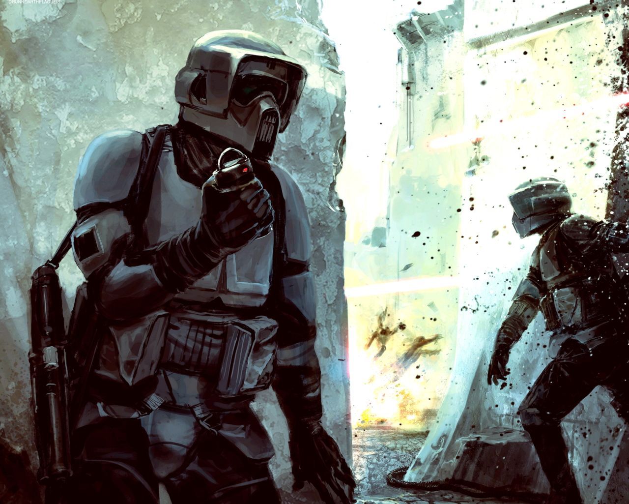 Scout troopers in action. Star wars wallpaper, Star wars art, Star wars empire