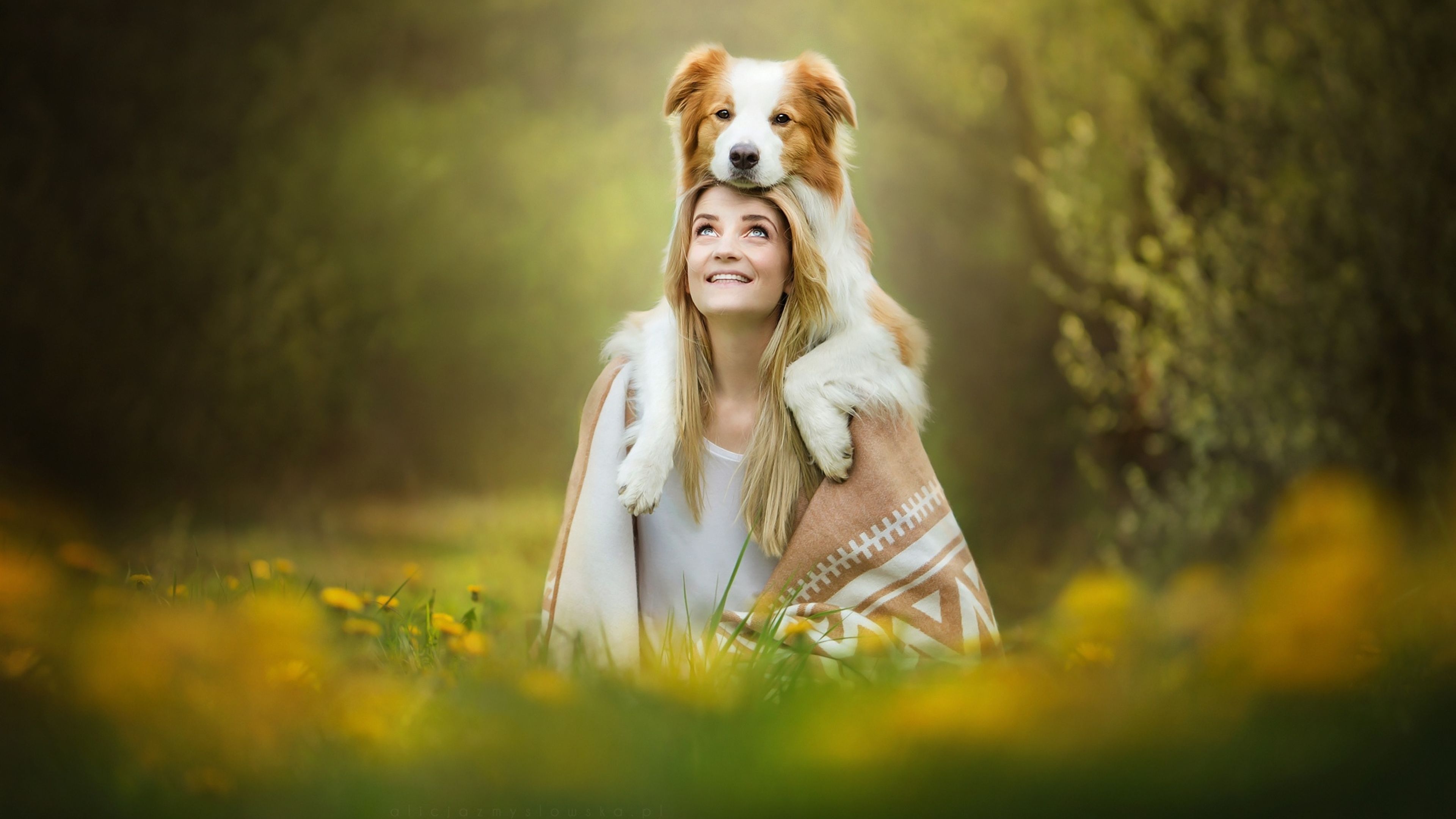 Cute Girl With Dog 4K Wallpaper, HD Animals 4K Wallpaper, Image, Photo and Background
