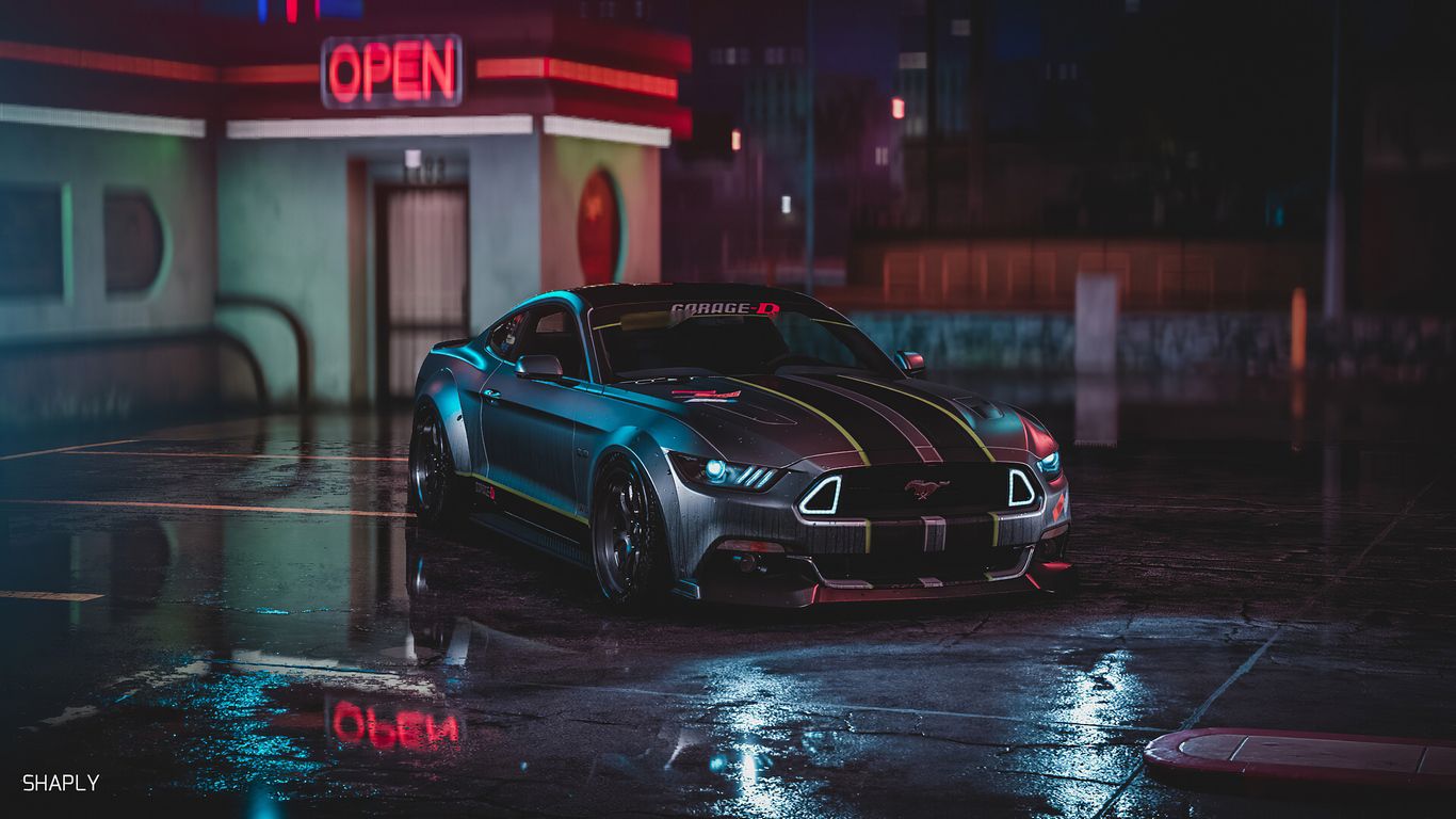 Ford Mustang Gt Neon Harmony 4k 1366x768 Resolution HD 4k Wallpaper, Image, Background, Photo and Picture