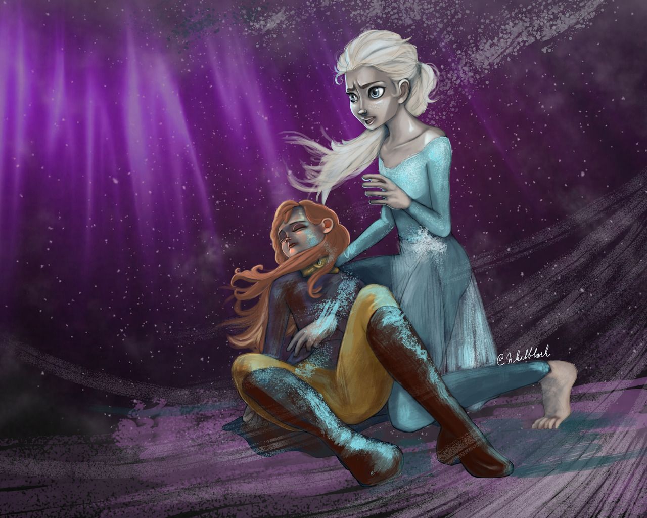 Elsa protecting Anna, Art by nikilblack on tumblr #frozen2. Frozen disney movie, Disney funny, Funny disney facts