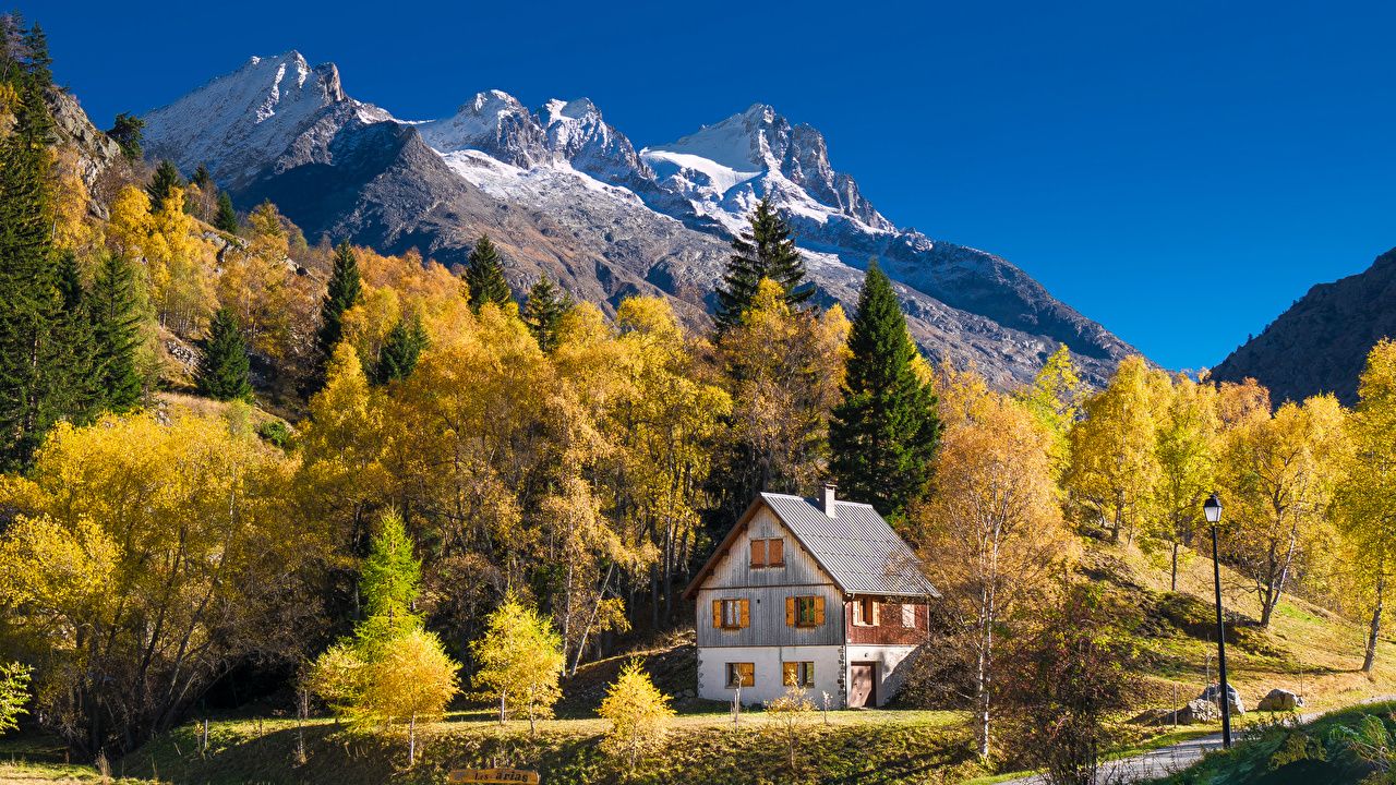 Wallpaper Alps France Pre Clot Nature Autumn Mountain Trees Building