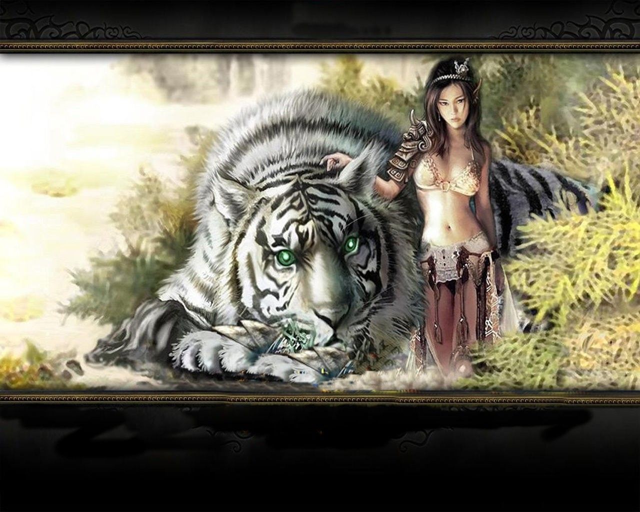 women fantasy tigers 1280x1024 wallpaper High Quality Wallpaper, High Definition Wallpaper
