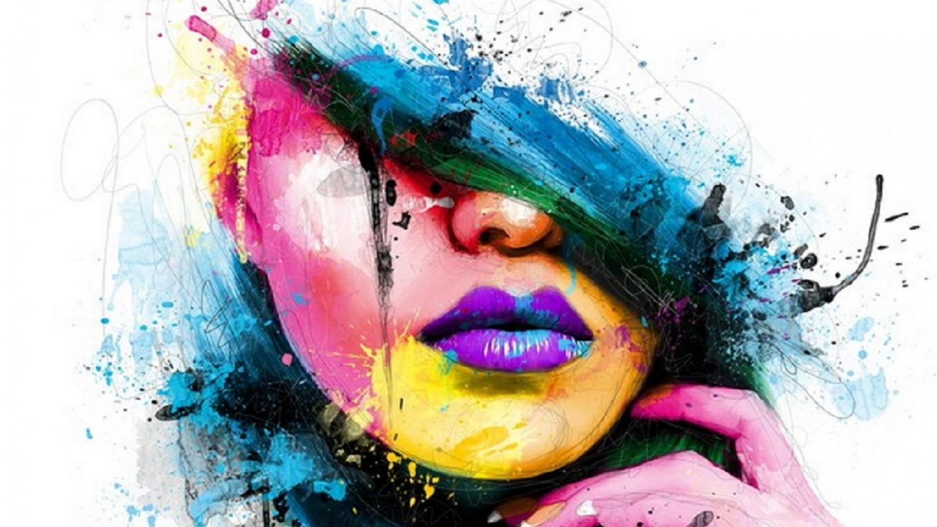 Abstract Colorful Face Woman desktop PC and Mac wallpaper