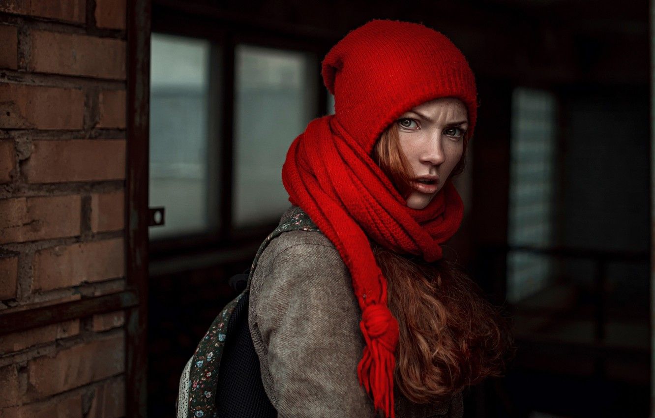 Wallpaper girl, hat, scarf, George Chernyadev, Angry girl image for desktop, section ситуации