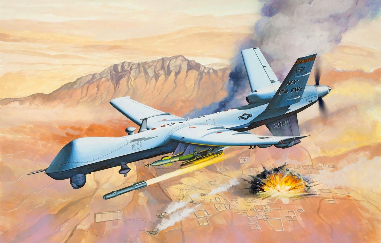 Wallpaper Art, Painting, Drone, Avaition, MQ 9 Reaper Predator Image For Desktop, Section авиация
