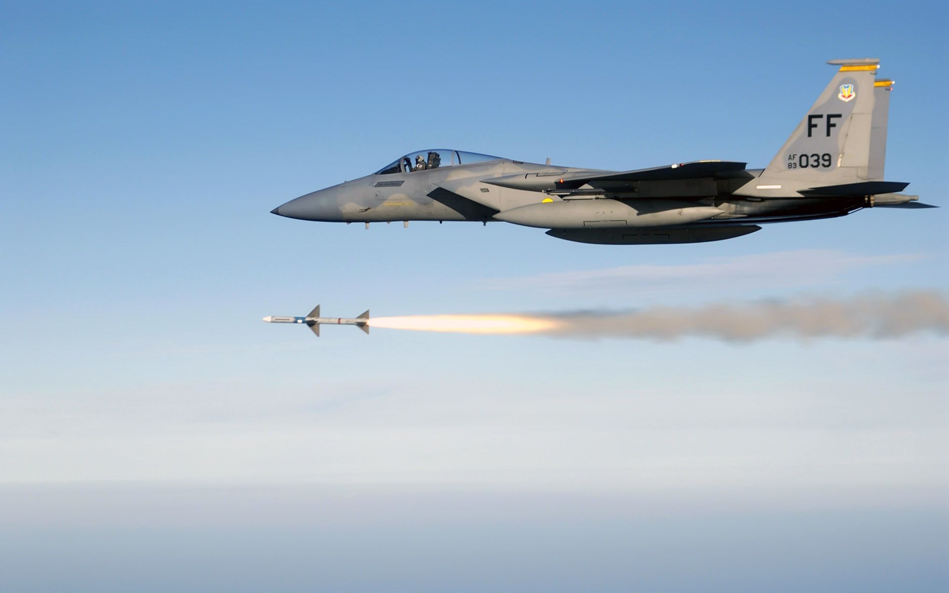 F 15 Eagle Firing AIM 7 Sparrow Medium Range Air to Air Missile Wallpaper