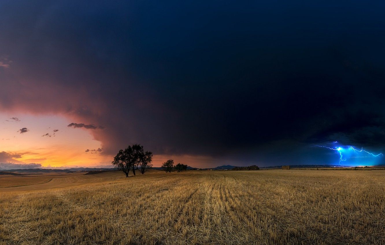 Wallpaper the storm, field, summer image for desktop, section природа