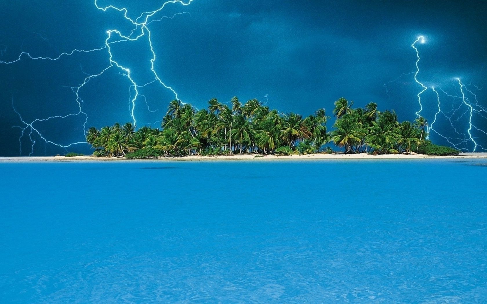 Water lightning the island storm