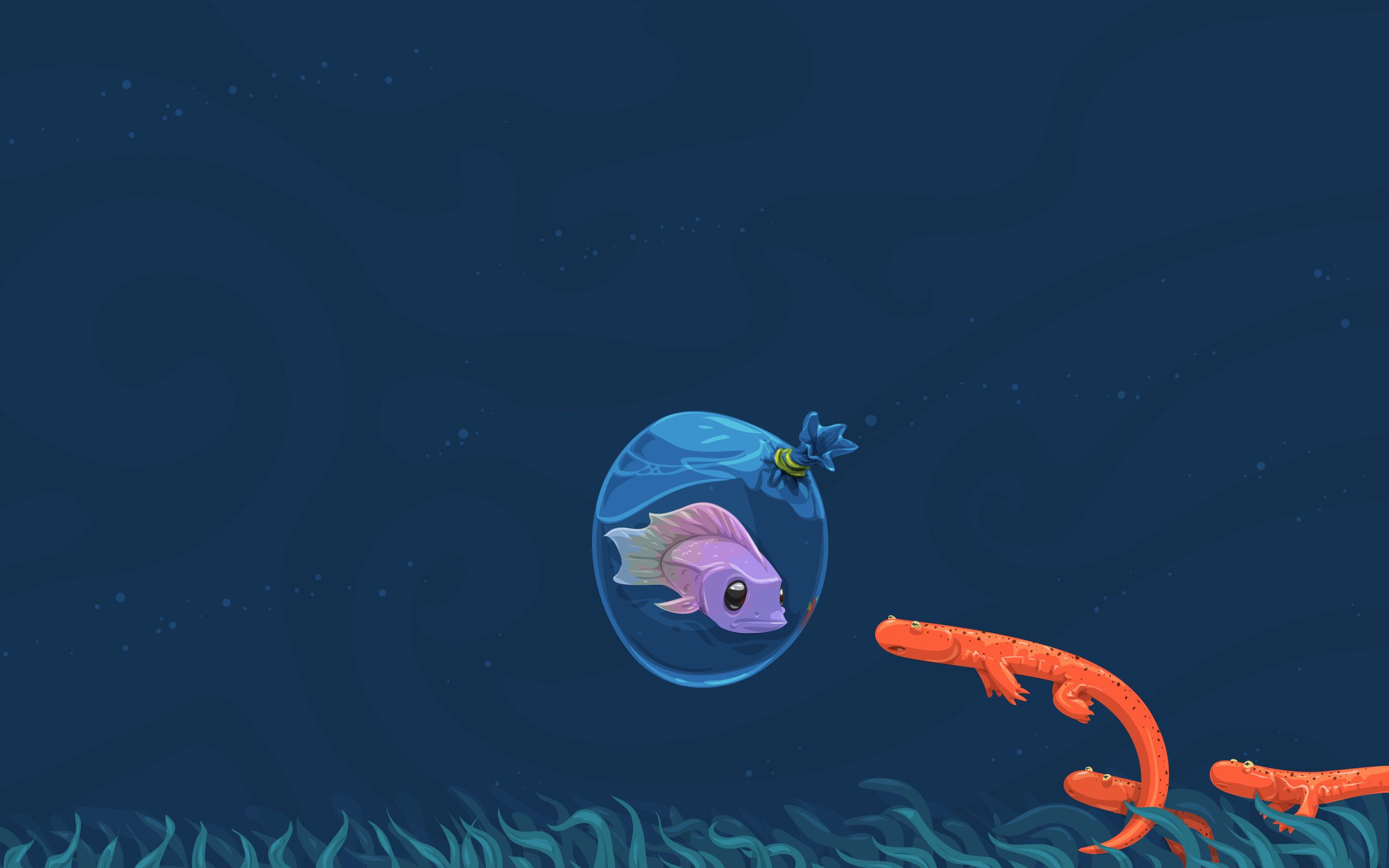 water, ocean, fish, vectors, funny, digital art, underwater, David Lanham, sea wallpaper