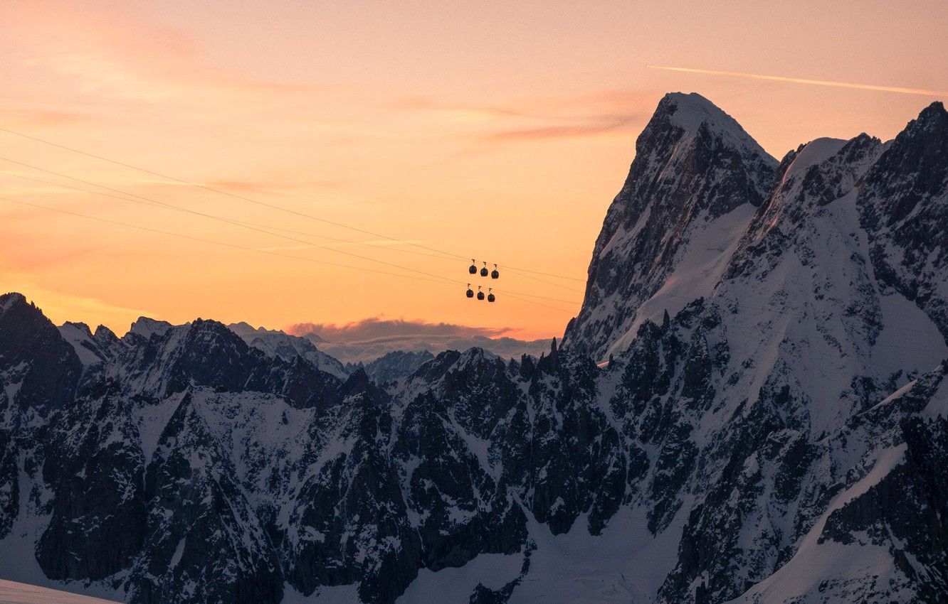 Wallpaper snow, mountains, France, Alps, cable car, Mont Blanc image for desktop, section пейзажи