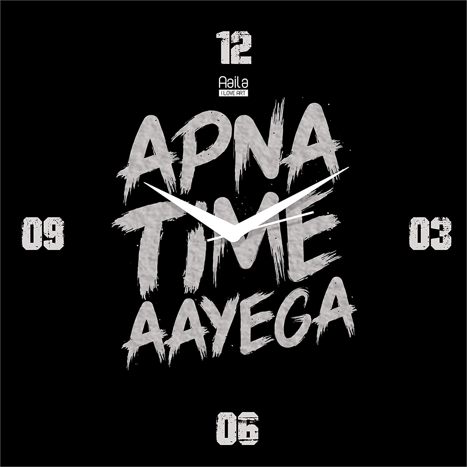 Buy Aaila Creations Vinyl Apna Time Aayega Wall Clock (Black, Medium) Online at Low Prices in India