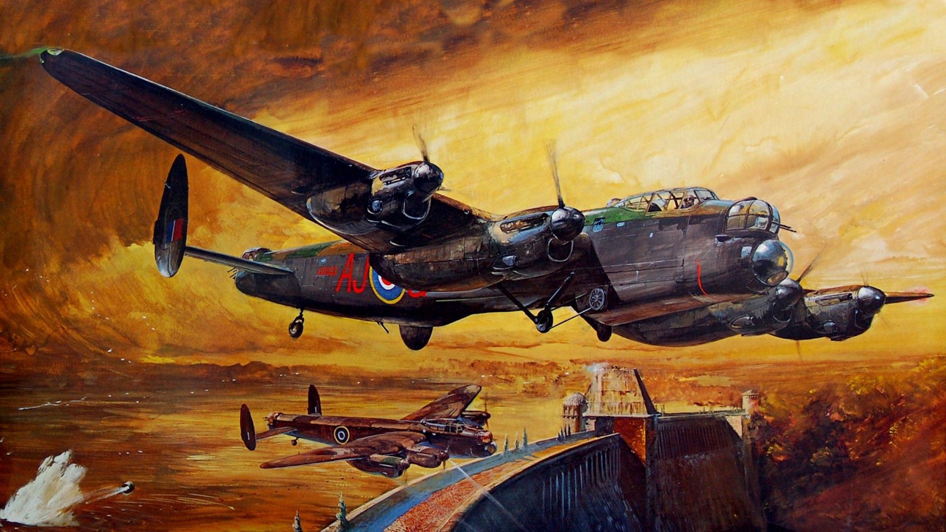 aircraft, military, Bomber, aviation, military art, barrage wallpaper