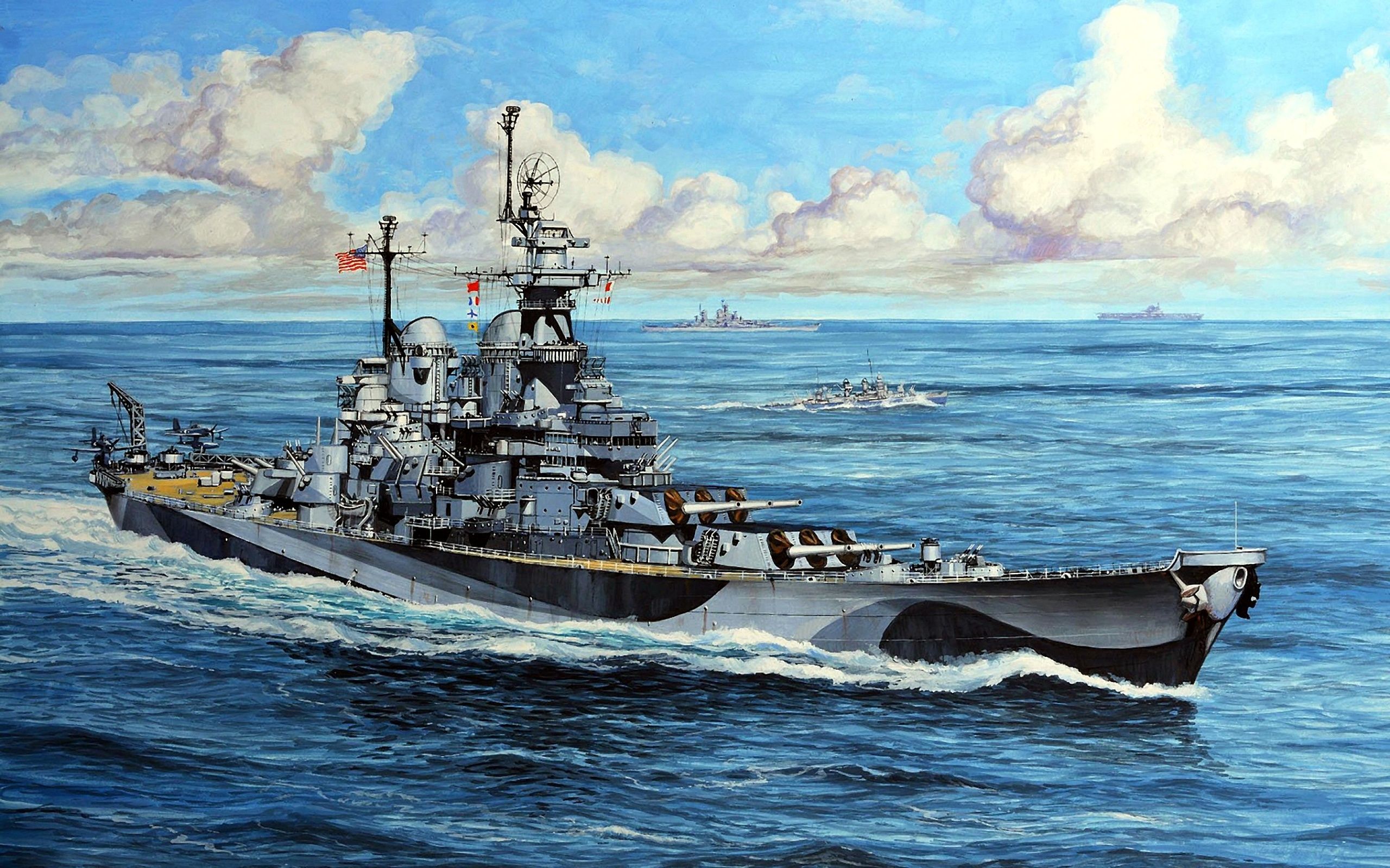 Download wallpaper USS Missouri, art, BB- Big Mo, battleship, warships for desktop with resolution 2560x1600. High Quality HD picture wallpaper