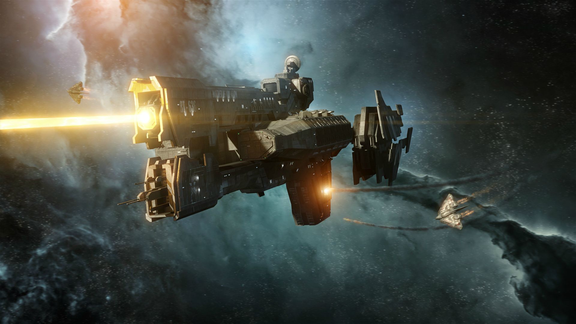 Battleship firing its primary cannon, #spaceopera #scifi inspiration. Space battles, Halo ships, Sci fi wallpaper