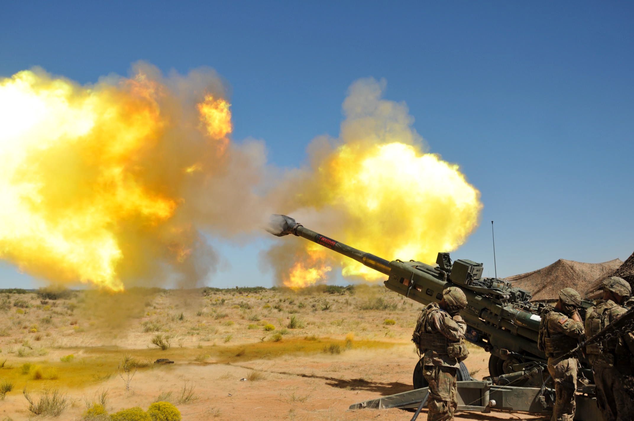 Free photo: M777 Howitzer Artillery, Cannon, Fire