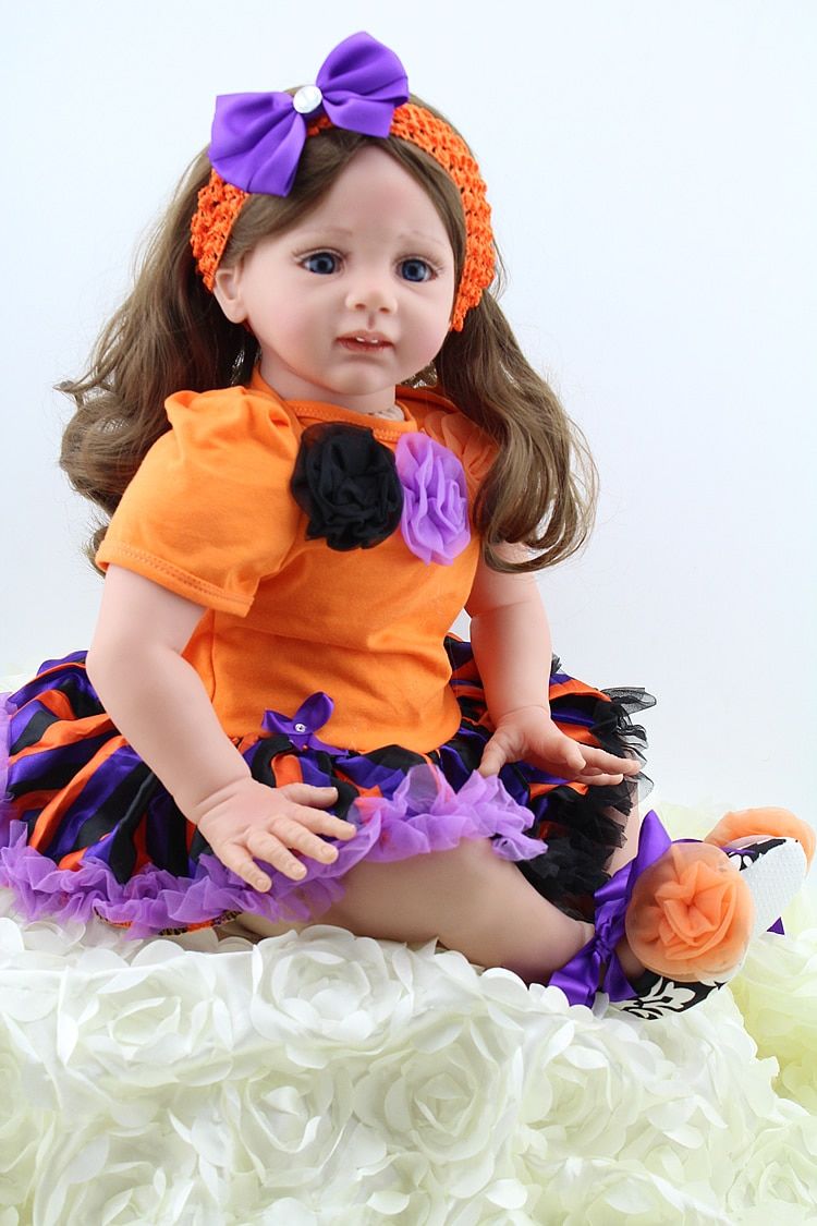 Lifelike Baby Dolls For Children 24inch 60cm Smiling girl Realistic Soft Vinyl Silicone Reborn Dolls shop. baby doll jeans. baby bear dolldoll cover