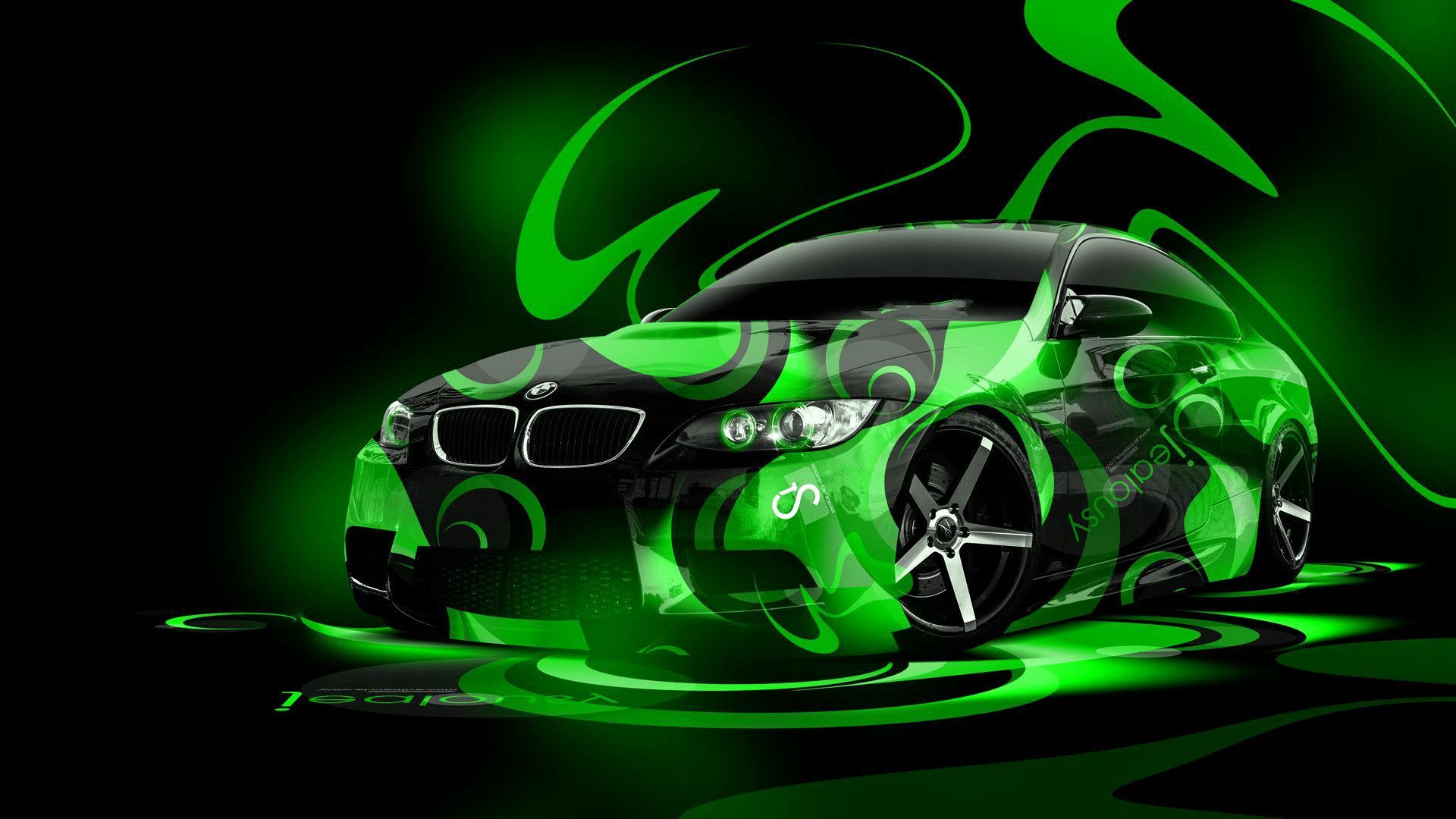 Lime green super sports car with red spoiler Stock Illustration by  ©Trimitrius #157555230