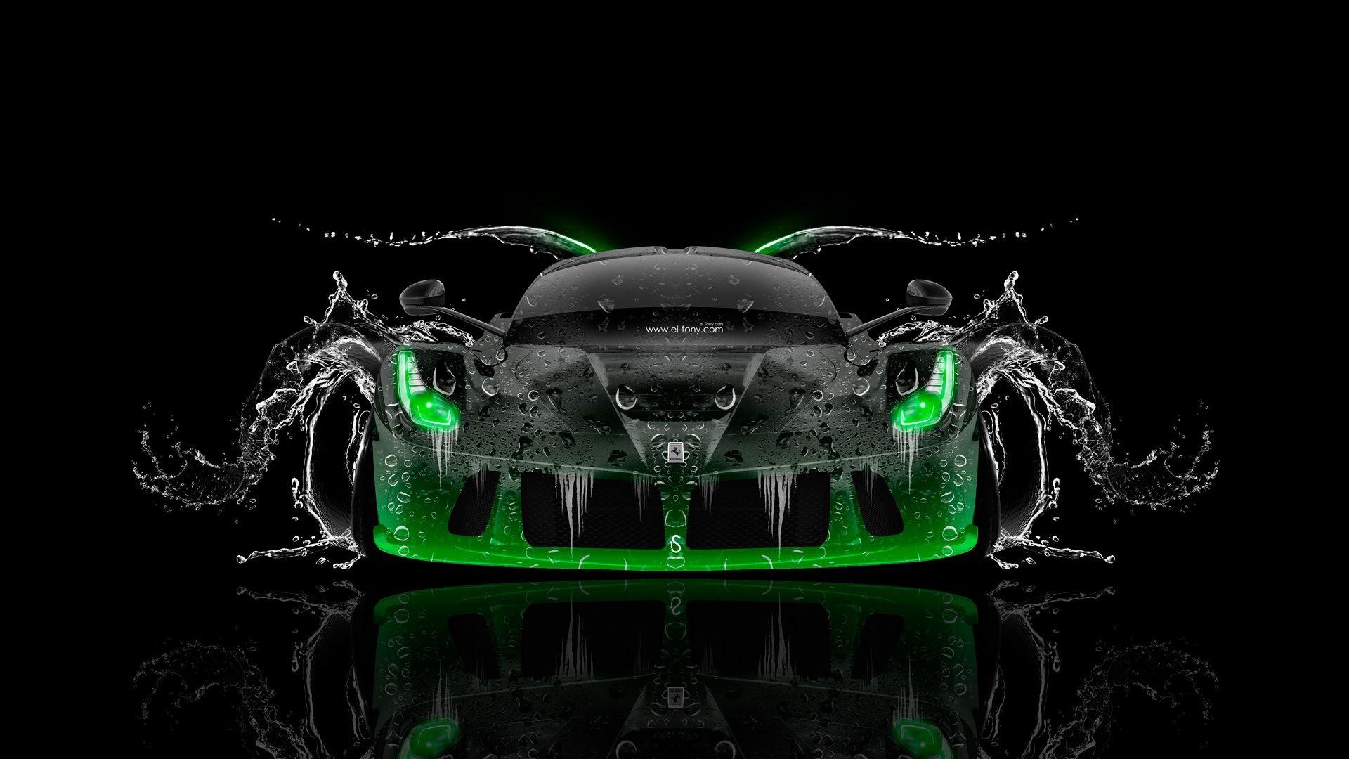 Premium Photo  Green sport car wallpaper on smoke neon background