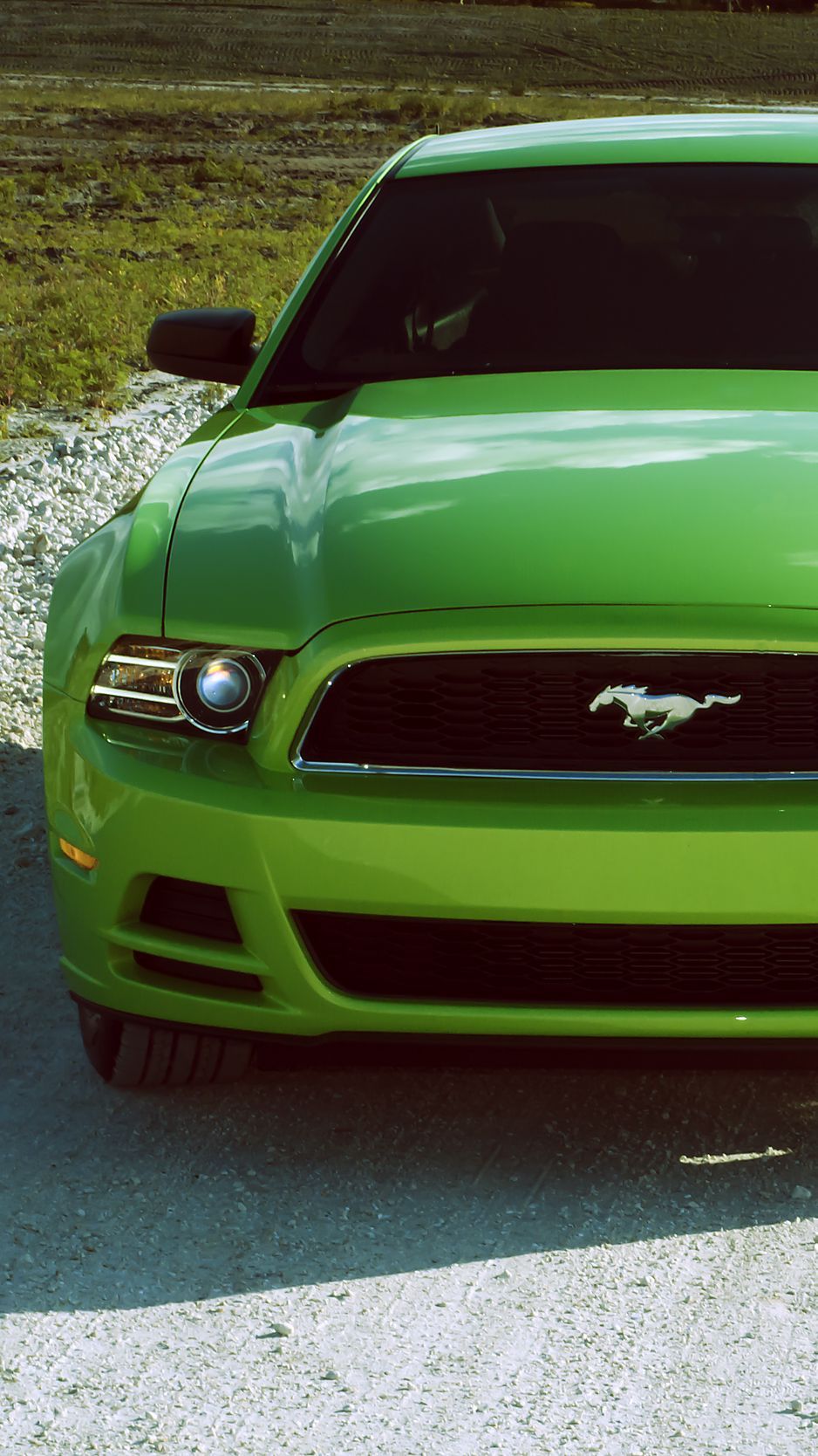 Download Wallpaper 938x1668 Ford Mustang V6, Ford Mustang, Sports Car, Green, Lime, Front View Iphone 8 7 6s 6 For Parallax HD Background