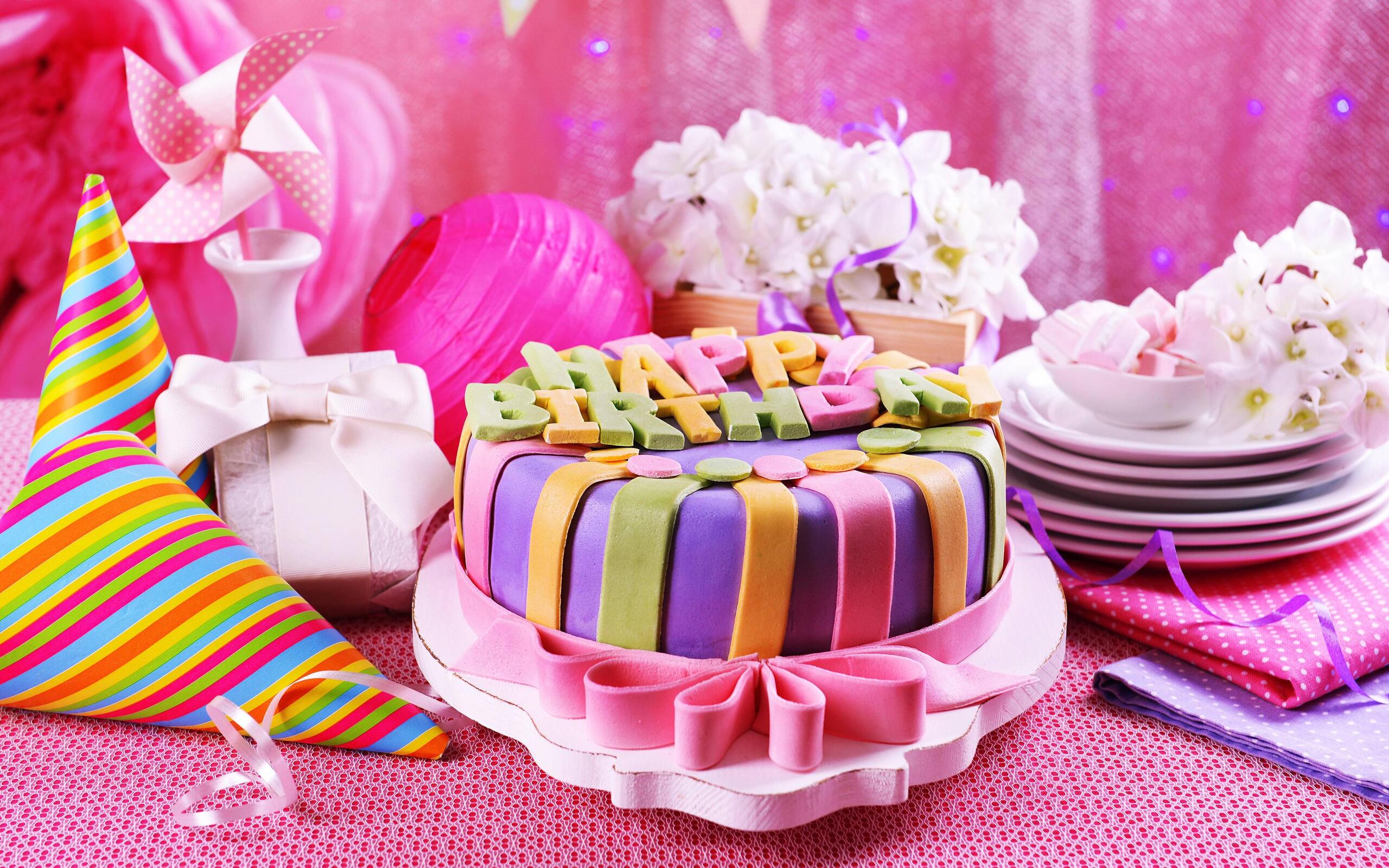 Pink Birthday Cake 2560x1600 Resolution HD 4k Wallpaper, Image, Background, Photo and Picture