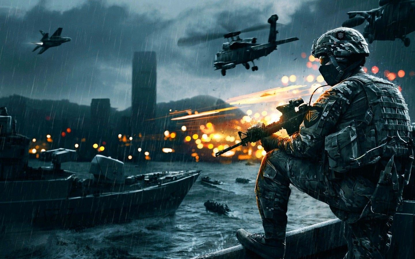 Download 1440x900 Battlefield 4: Naval Strike, Soldiers, Ships, Fps, Helicopter Wallpaper for MacBook Pro 15 inch, MacBook Air 13 inch